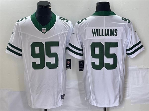 Men's New York Jets #95 Quinnen Williams White 2023 F.U.S.E. Vapor Limited Throwback Stitched Football Jersey