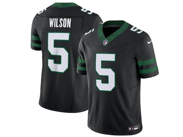 Men's New York Jets #5 Garrett Wilson Legacy Black Throwback Vapor F.U.S.E. Limited Jersey