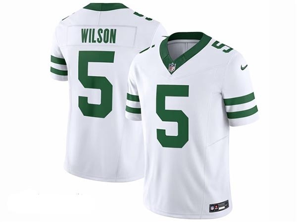 Men's New York Jets #5 Garrett Wilson White Legacy Vapor F.U.S.E