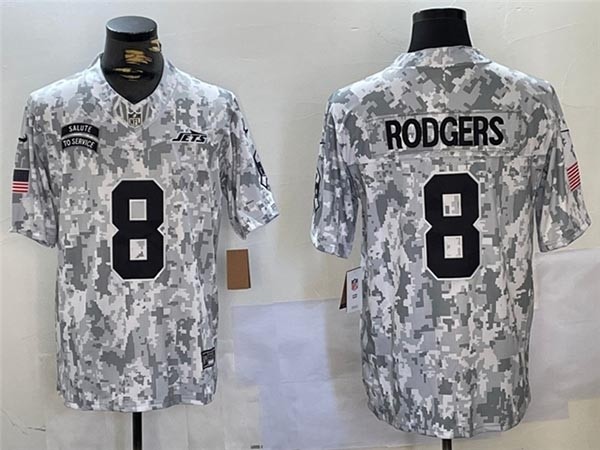 Men's New York Jets #8 Aaron Rodgers Arctic Camo 2024 Salute To Service Limited Jersey