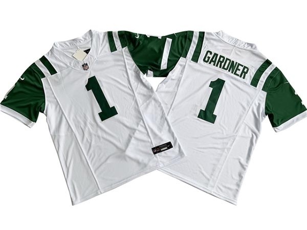 Men's New York Jets #1 Sauce Gardner White Classic Vapor F.U.S.E. Limited Jersey