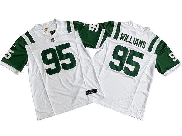 Men's New York Jets #95 Quinnen Williams White Classic Vapor F.U.S.E. Limited Jersey