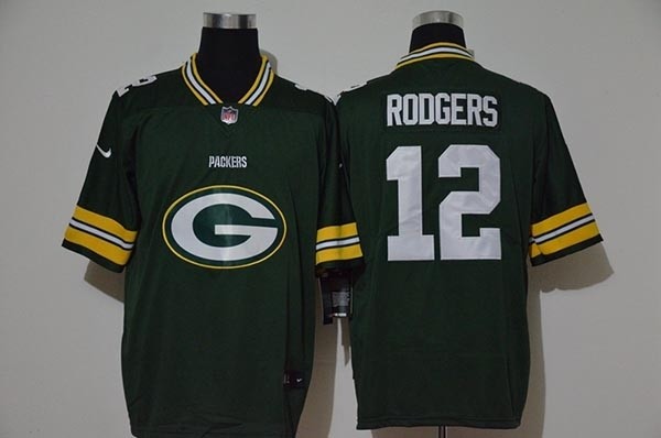 NFL Packers #12 Aaron Rodgers Green Team Big Logo Vapor Untouchable Limited Jersey