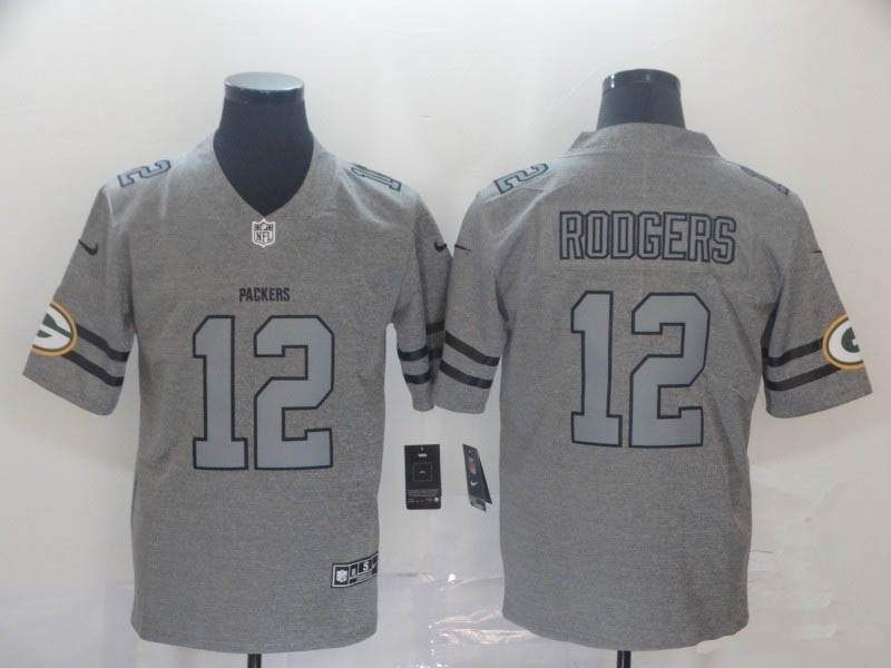 NFL Packers #12 Aaron Rodgers 2019 Gray Gridiron Gray Vapor Untouchable Limited Jersey