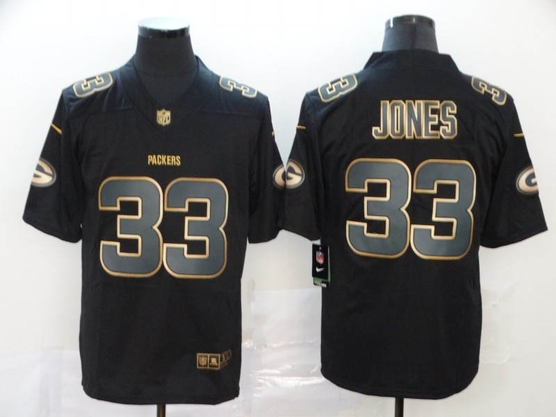 NFL Packers #33 Aaron Jones Black Gold Vapor Untouchable Limited Jersey