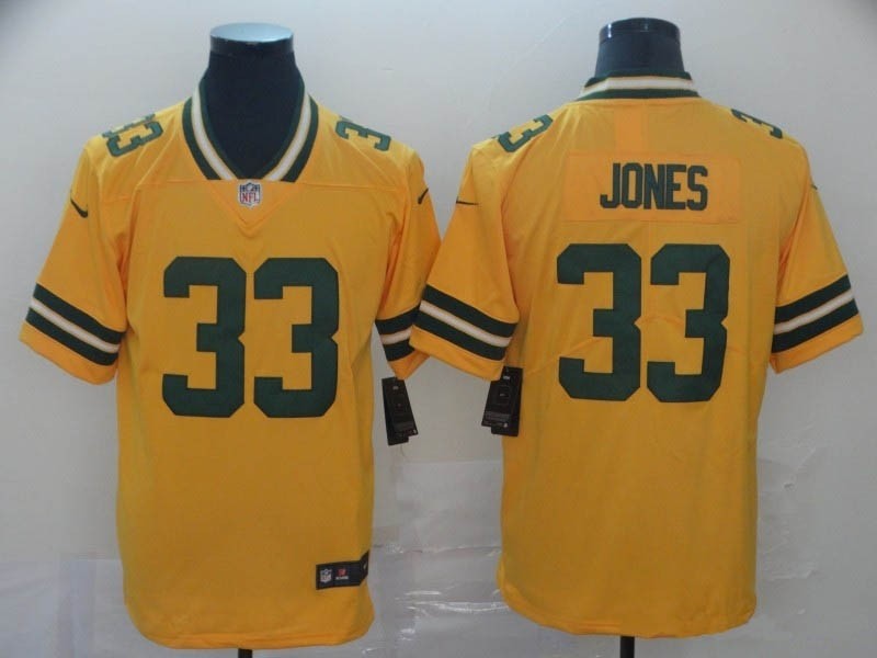 NFL Packers #33 Aaron Jones Gold Inverted Legend Jersey