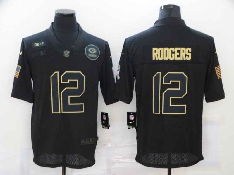 Nike Packers #12 Aaron Rodgers Black 2020 Salute To Service Limited Jersey