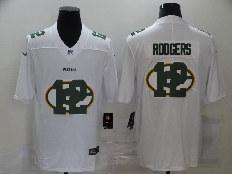 Nike Packers #12 Aaron Rodgers White Shadow Logo Limited Jersey