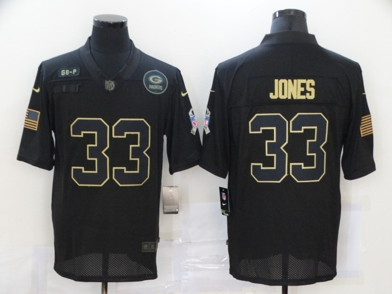 Nike Packers #33 Aaron Jones Black 2020 Salute To Service Limited Jersey