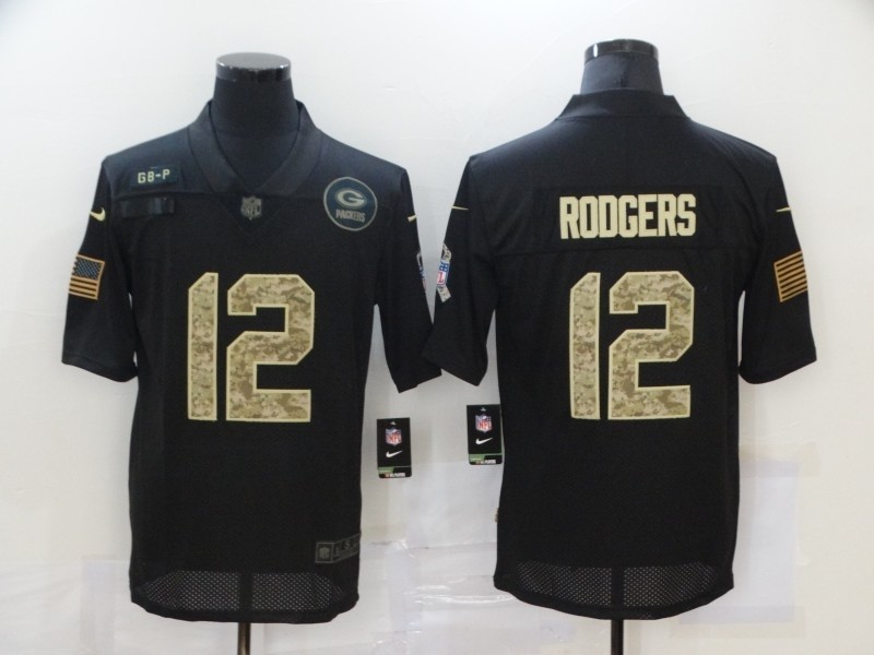 Nike Packers #12 Aaron Rodgers Black Camo 2020 Salute To Service Limited Jersey