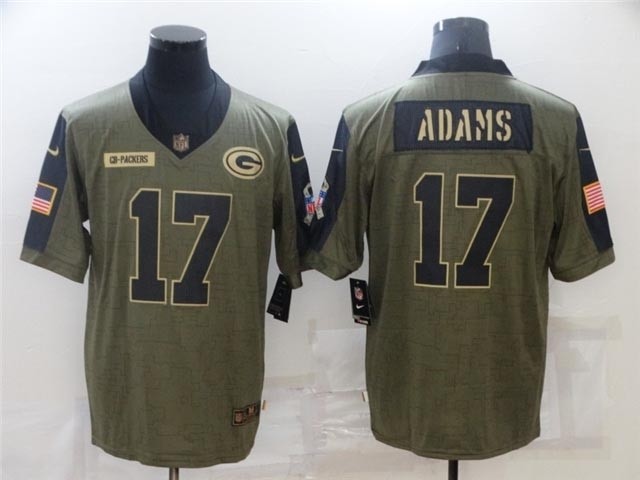 Green Bay Packers #17 Davante Adams 2021 Olive Salute To Service Limited Jersey