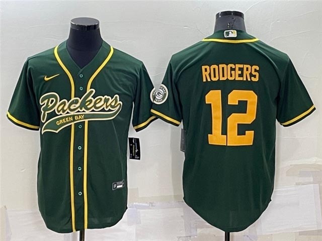 NFL Green Bay Packers #12 Aaron Rodgers Green Baseball Cool Base Jersey