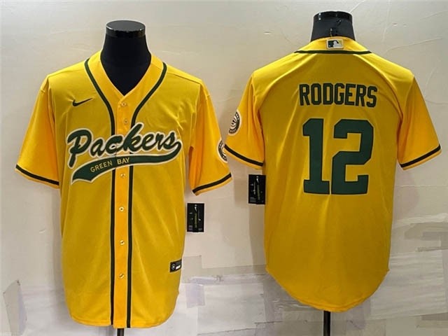 NFL Green Bay Packers #12 Aaron Rodgers Gold Baseball Cool Base Jersey