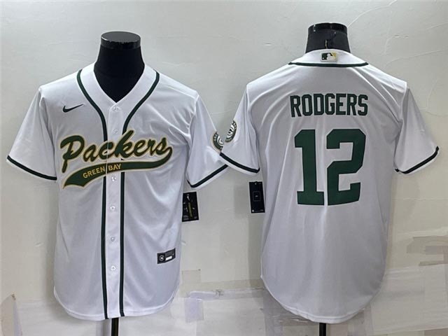 NFL Green Bay Packers #12 Aaron Rodgers White Baseball Cool Base Jersey