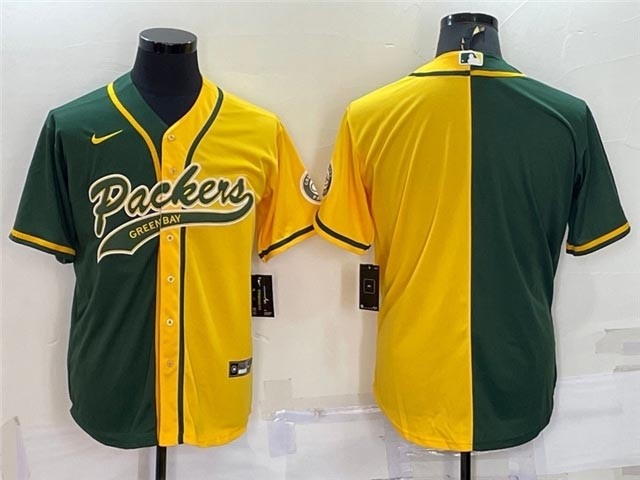 NFL Green Bay Packers Split Green-Gold Baseball Cool Base Team Jersey