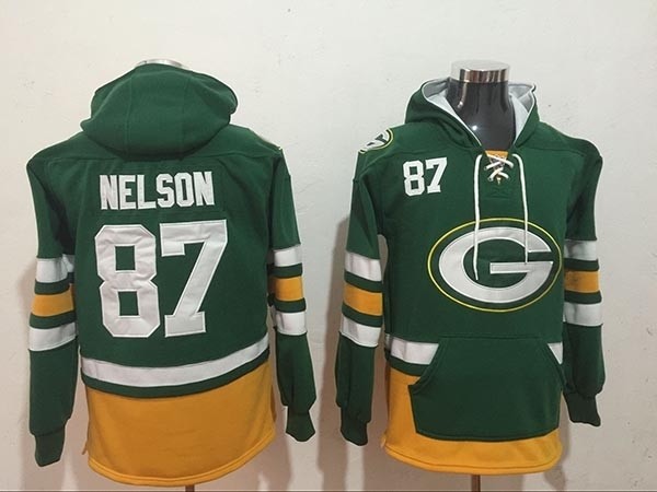 NFL Green Bay Packers #87 Jordy Nelson green All Stitched Hooded Sweatshirt