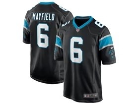 Men's Carolina Panthers #6 Baker Mayfield 2022 Black Vapor Untouchable Limited Stitched Jersey