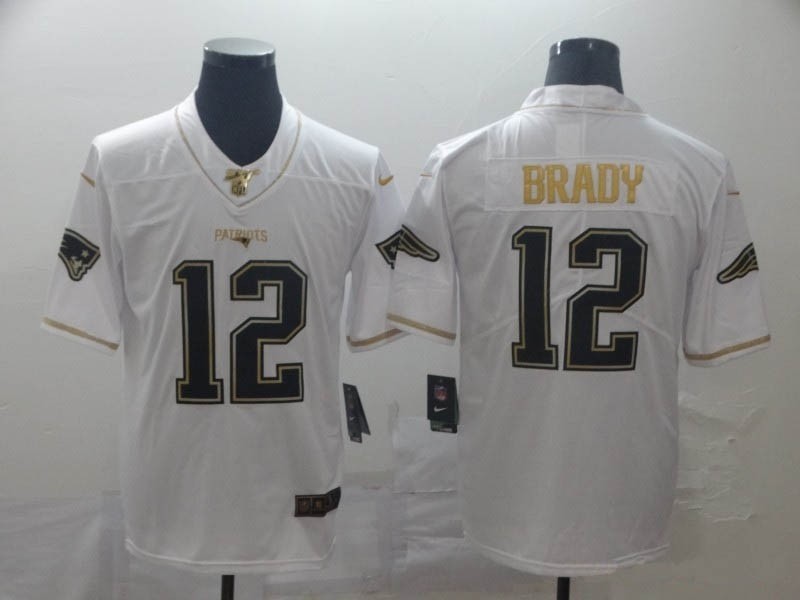 NFL New England Patriots #12 Tom Brady White Gold Vapor Untouchable Limited Jersey