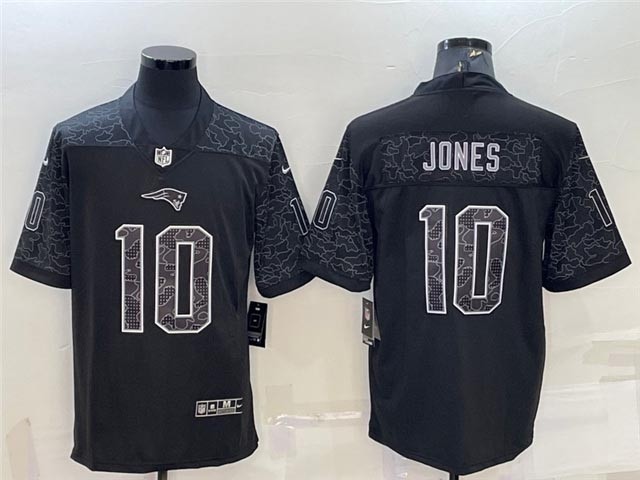 Men's New England Patriots #16 Mac Jones Black Reflective Limited Stitched Football Jersey