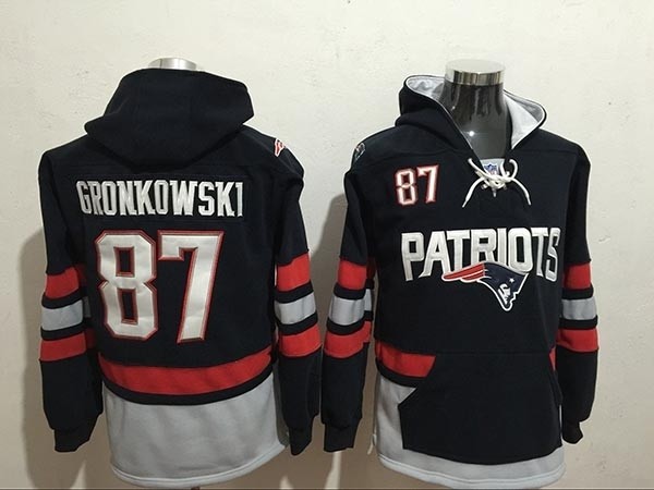 NFL New England Patriots #87 Rob Gronkowski blue All Stitched Hooded Sweatshirt