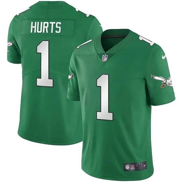 Men's Philadelphia Eagles #1 Jalen Hurts Green Vapor Limited Stitched Football Jersey