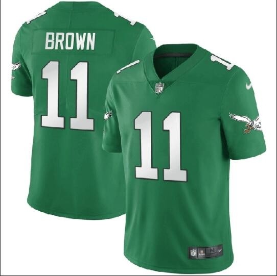 Men's Philadelphia Eagles #11 A.J. Brown Green gold Vapor Untouchable Limited Stitched Football Jersey