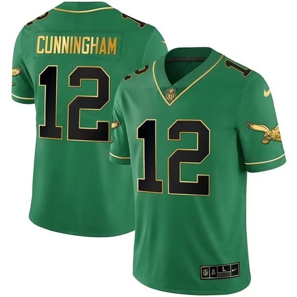 Men's Philadelphia Eagles #12 Randall Cunningham Green Black Stitched NFL Limited Rush Jersey