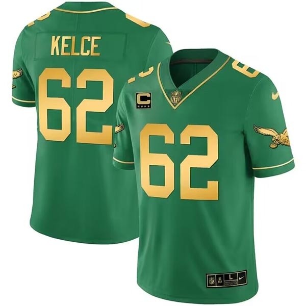 Men's Philadelphia Eagles #62 Jason Kelce Green gold black Vapor Untouchable Limited Stitched Football Jersey