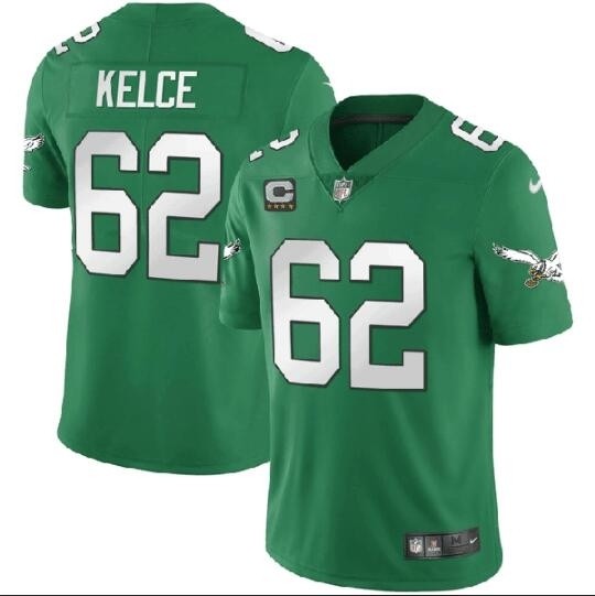 Men's Philadelphia Eagles #62 Jason Kelce Green Vapor Untouchable Limited Stitched Football Jersey