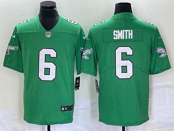 Men's Philadelphia Eagles #6 DeVonta Smith Emerald Green Stitched Football Jersey