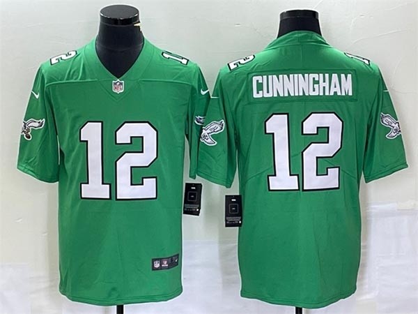 Men's Philadelphia Eagles #12 Randall Cunningham Emerald Green Stitched Football Jersey