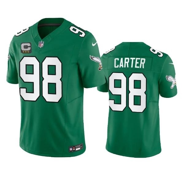 Men's Philadelphia Eagles #98 Jalen Carter Green 2023 F.U.S.E. With C Patch Vapor Untouchable Stitched Football Jersey