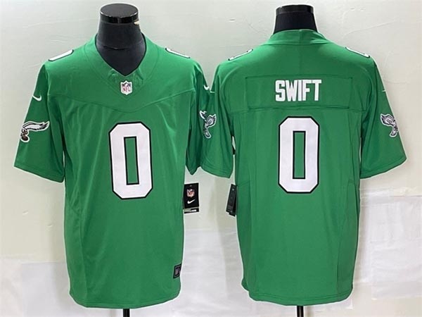 Men's Philadelphia Eagles #0 D'andre Swift Green 2023 F.U.S.E. Vapor Untouchable Stitched Football Jersey