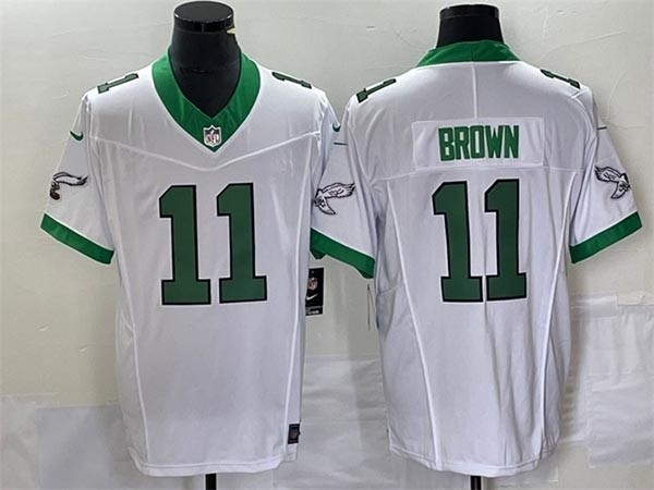 Men's Philadelphia Eagles #11 A. J. Brown White 2023 F.U.S.E. Vapor Untouchable Stitched Football Jersey