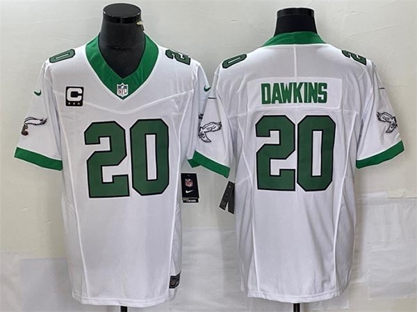 Men's Philadelphia Eagles #20 Brian Dawkins White 2023 F.U.S.E. With C Patch Vapor Untouchable Stitched Football jersey