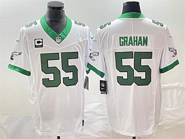 Men's Philadelphia Eagles #55 Brandon Graham White 2023 F.U.S.E. With C Patch Vapor Untouchable Stitched Football jersey