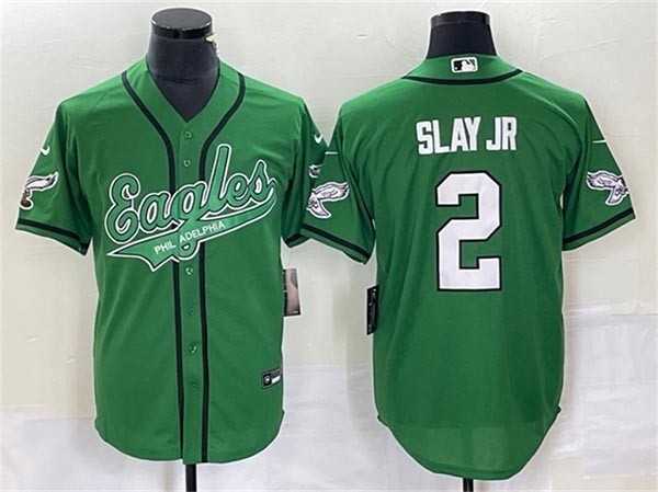 Men's Philadelphia Eagles #2 Darius Slay JR Kelly Green Cool Base Stitched Baseball Jersey