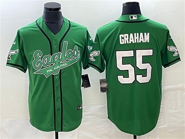 Men's Philadelphia Eagles #55 Brandon Graham Kelly Green Cool Base Stitched Baseball Jersey