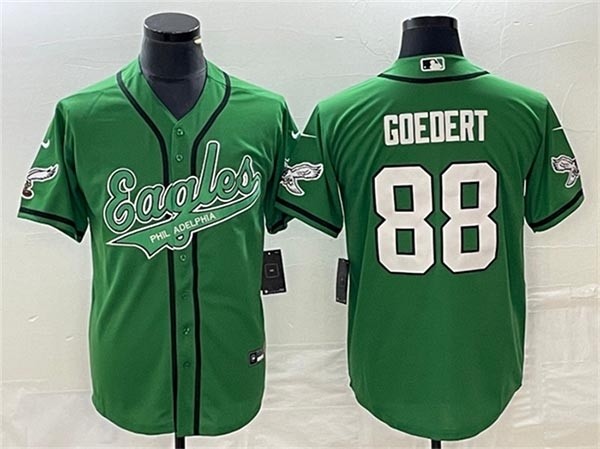 Men's Philadelphia Eagles #88 Dallas Goedert Kelly Green Cool Base Stitched Baseball Jersey