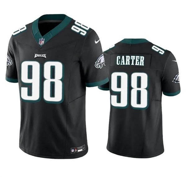 Men's Philadelphia Eagles #98 Jalen Carter Black 2023 F.U.S.E. Vapor Untouchable Limited Stitched Football Jersey