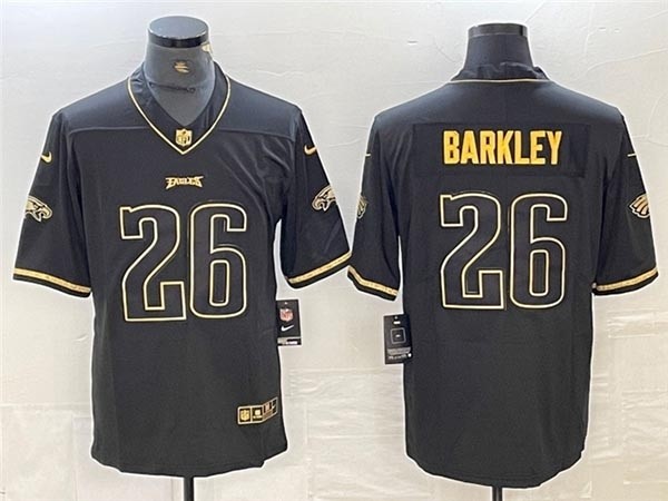 Men's Philadelphia Eagles #26 Saquon Barkley Black Gold Vapor Limited Jersey