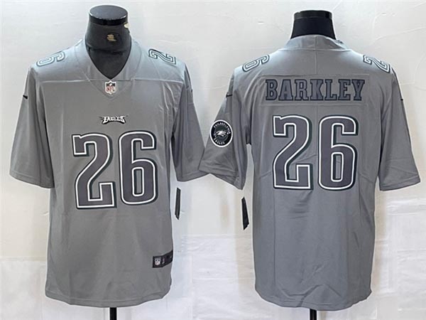 Men's Philadelphia Eagles #26 Saquon Barkley Gray Atmosphere Fashion Limited Jersey