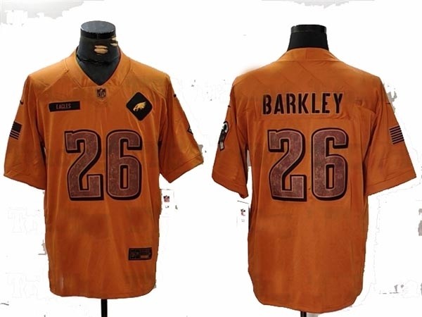 Men's Philadelphia Eagles #26 Saquon Barkley 2023 Brown Salute To Service Limited Jersey