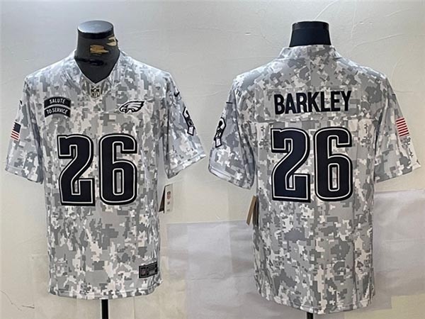 Men's Philadelphia Eagles #26 Saquon Barkley Arctic Camo 2024 Salute To Service Limited Jersey