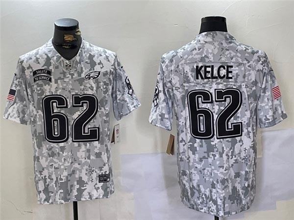 Men's Philadelphia Eagles #62 Jason Kelce Arctic Camo 2024 Salute To Service Limited Jersey