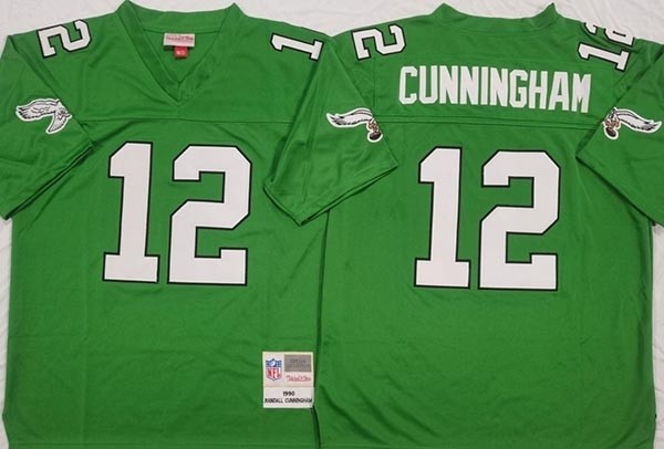 NFL Philadelphia Eagles #12 Randall Cunningham Kelly Green Throwback Jersey