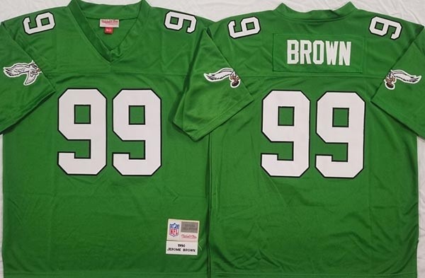 NFL Philadelphia Eagles #99  Jerome Brown Kelly Green Throwback Jersey