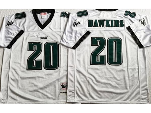 Men's Philadelphia Eagles #20 Brian Dawkins 2004 Throwback White Jersey