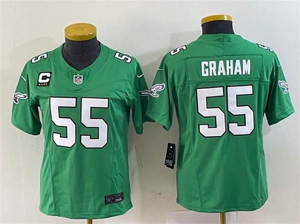 Women's Philadelphia Eagles #55 Brandon Graham Green 2023 F.U.S.E. With C Patch Stitched Football Jersey(Run Small)