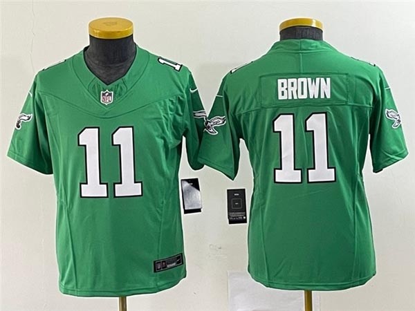 Youth Philadelphia Eagles #11 A.J. Brown Kelly Green Vapor 2023 F.U.S.E. Limited Jersey